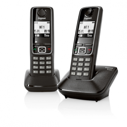 Gigaset A420 trådløs telefon med 2 håndsæt i farven sort